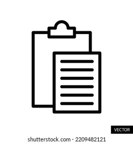 Clipboard paste, Copy paste content vector icon in line style design for website design, app, UI, isolated on white background. Editable stroke. EPS 10 vector illustration.