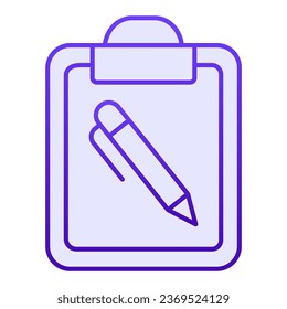 Clipboard and pen flat icon. Document with pen blue icons in trendy flat style. Note certificate gradient style design, designed for web and app. Eps 10