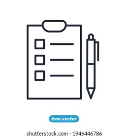 Clipboard with pen icon. Business Plan strategy or Confidentiality agreement symbol template for graphic and web design collection logo vector illustration