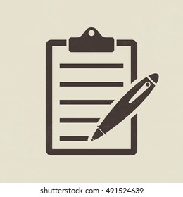 Clipboard And Pen Icon - Vector