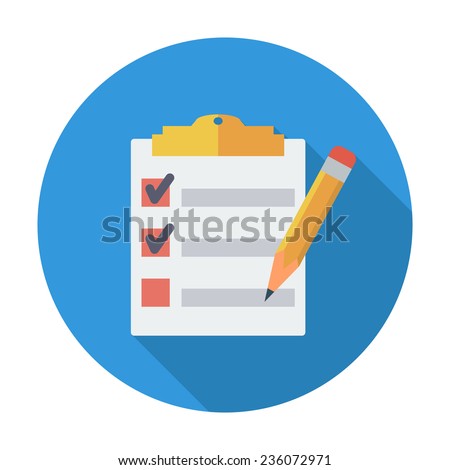 Clipboard with pen. Single flat color icon. Vector illustration.