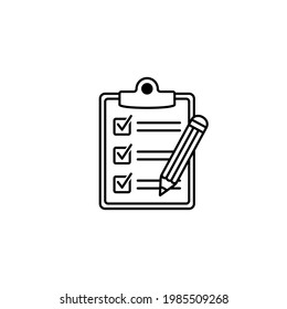 Clipboard pencil, Checklist pencil vector icon. Black illustration isolated on white background for graphic and web design.