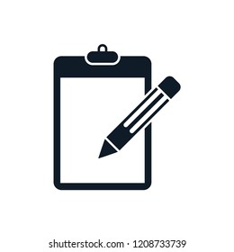 Clipboard and pencil icon logo template