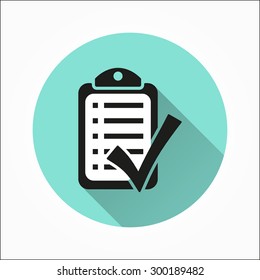 Clipboard pencil  - icon with long shadow, flat design. Vector illustration.