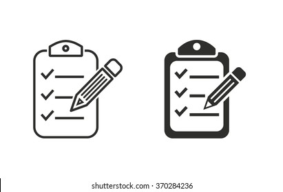 Clipboard pencil  icon  on white background. Vector illustration.