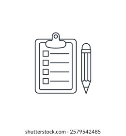 Clipboard with Pencil icon symbol vector illustration isolated on white background