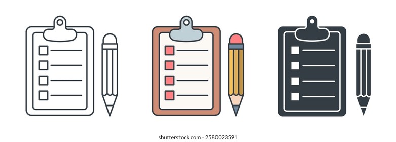 Clipboard with Pencil icon symbol vector illustration isolated on white background