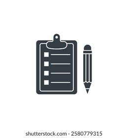 Clipboard with Pencil icon symbol vector illustration isolated on white background