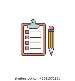 Clipboard with Pencil icon symbol vector illustration isolated on white background