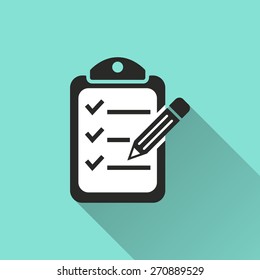 Clipboard pencil  icon, vector illustration, flat design.