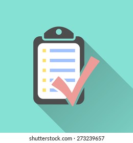 Clipboard pencil icon. Vector illustration, flat design. 