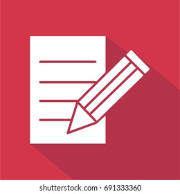 Clipboard pencil icon, vector illustration, flat design.
