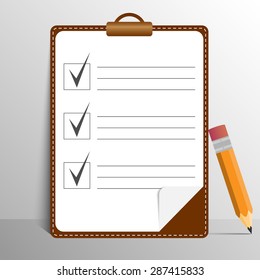 clipboard, pencil, icon vector image. Flat design modern, for web and mobile applications, of office work. Vector illustration.