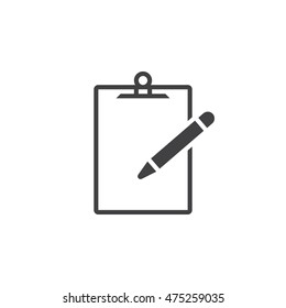 clipboard and pencil icon vector, solid logo illustration, pictogram isolated on white