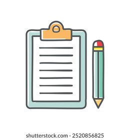 Clipboard and pencil. Clipboard with lined paper and pencil, ready for taking notes or making a list.
