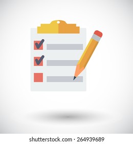 Clipboard with pencil. Single flat icon on white background. Vector illustration.