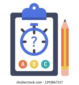Clipboard with pencil and timer vector illustration in flat color design