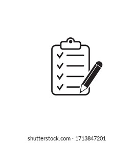 Clipboard pencil vector icon. Black illustration isolated on white background for graphic and web design.