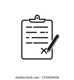 Clipboard pencil vector icon. Black illustration isolated on white background for graphic and web design.