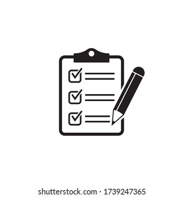 Clipboard pencil vector icon. Black illustration isolated on white background for graphic and web design.