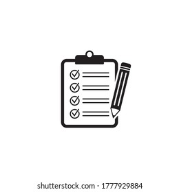 Clipboard pencil vector icon. Black illustration isolated on white background for graphic and web design.