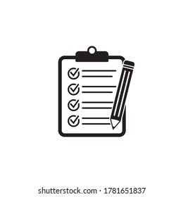 Clipboard pencil vector icon. Black illustration isolated on white background for graphic and web design.