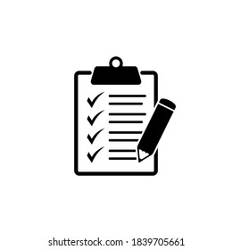 Clipboard pencil vector icon. Black illustration isolated on white background for graphic and web design.