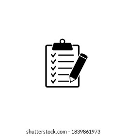 Clipboard pencil vector icon. Black illustration isolated on white background for graphic and web design.