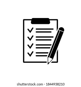 Vektorsymbol in der Zwischenablage. Schwarze Illustration einzeln auf weißem Hintergrund für Grafik und Webdesign.