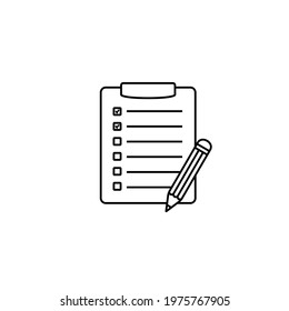 Clipboard pencil vector icon. Black illustration isolated on white background for graphic and web design.