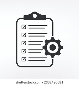 Clipboard pencil vector icon. Black illustration isolated on white background 