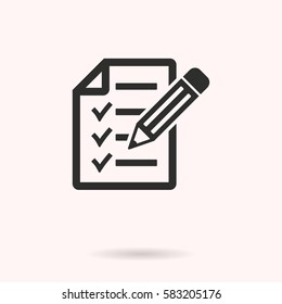 Clipboard pencil vector icon. Black illustration isolated on white background for graphic and web design.