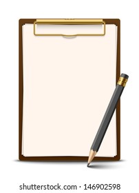 Clipboard and pencil, vector illustration