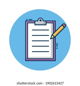 Clipboard And Pencil Vector Illustration. Note And Pencil Isolated On White Background. Suitable for sticker, banner, web landing page, icon and more.