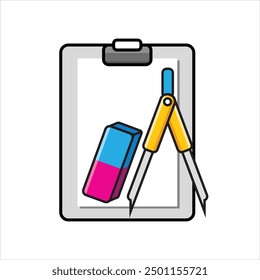 Clipboard, Period Dividers Tool and Eraser vector or icon suitable for element design