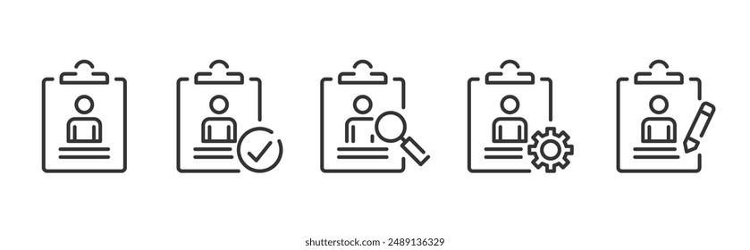 Clipboard with a person symbol, personal information icon, user info or profile, vector eps10 illustration