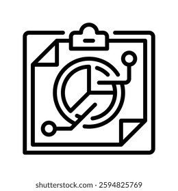 Clipboard with Pie Chart line icon. Universal creative premium symbol. Vector sign icon logo template. Vector illustration
