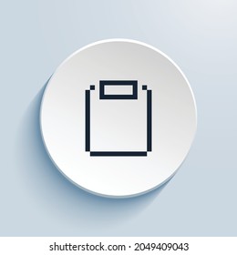 diseño de icono de imagen de píxeles del portapapeles. Forma de círculo de estilo de botón aislada en fondo blanco. Ilustración del vector