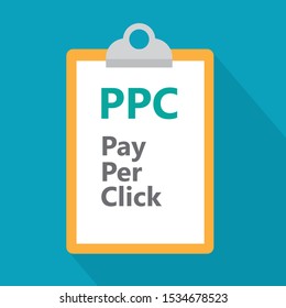 clipboard with PPC, Pay Per Click concept- vector illustration