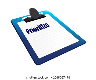 clipboard prioritize concept Illustrator. design graphic isolated over white