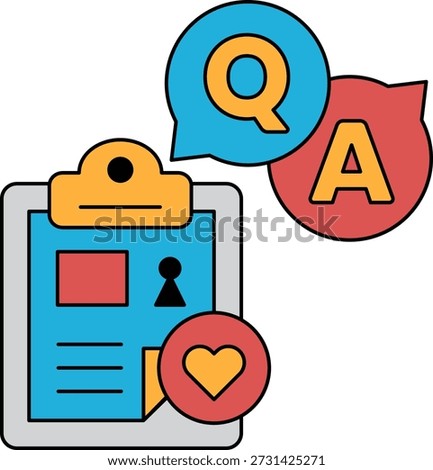 A clipboard with a question mark and a heart on it. The clipboard is used to jot down questions and answers, and the heart symbolizes the importance of asking