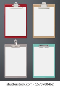 Clipboard realistic. Paper blank tablet office supplies sheet clipboard vector template