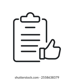 Clipboard, recommended document thin line icons. Perfect pixel on transparent background