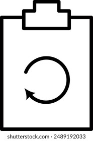 Clipboard with recycle arrow icon. Refresh file symbol. Replaceable vector design.