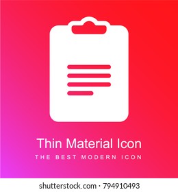 Clipboard red and pink gradient material white icon minimal design