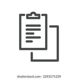 Clipboard related icon outline and linear vector.