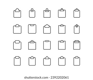 clipboard related icon set. Editable stroke. Pixel Perfect 24x24px icons