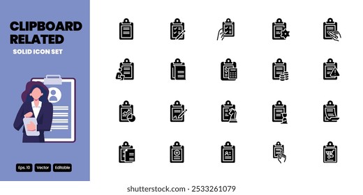 clipboard related solid icon vector design good for web and mobile app