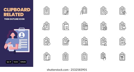 área de transferência relacionada ícone delineamento fino vetor design bom para web e aplicativo móvel