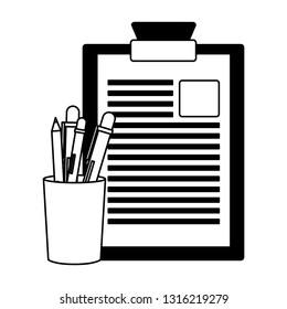 clipboard report pencil case filled